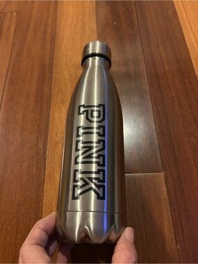 Victoria's Secret PINK Metallic Silver Stainless Steel Water Bottle